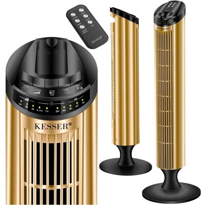 KESSER Turmventilator mit Fernbedienung - LED-Display - Standventilator - Schwarz/Gold KESSER Turmventilator mit Fernbedienung - LED-Display - Standventilator - Schwarz/Gold