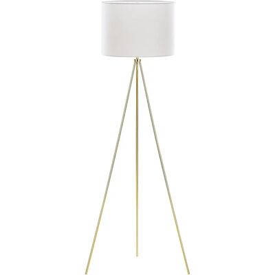 Lámpara de pie Beliani Metal Dorado 148 cm Trípode Pantalla Tela Blanca - Lámpara de pie Lámpara de pie Beliani Metal Dorado 148 cm Trípode Pantalla Tela Blanca - Lámpara de pie