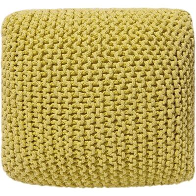 Pouf de Algodón Tejido Amarillo 50x50 - Pequeño Asiento Pouf de Algodón Tejido Amarillo 50x50 - Pequeño Asiento