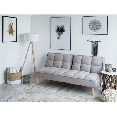Sofá Cama Beliani Gris Claro - Reclinable, 3 Plazas, Acolchado Sofá Cama Beliani Gris Claro - Reclinable, 3 Plazas, Acolchado