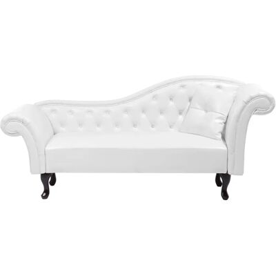Beliani Fauteuil Longue en Similicuir Blanc à Droite - Lounge Confortable - Publicité Beliani Fauteuil Longue en Similicuir Blanc à Droite - Lounge Confortable - Publicité