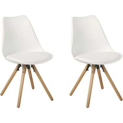 Sedie da Pranzo Bianche in Ecopelle Beliani - Set di 2 - Stile Minimalista Sedie da Pranzo Bianche in Ecopelle Beliani - Set di 2 - Stile Minimalista