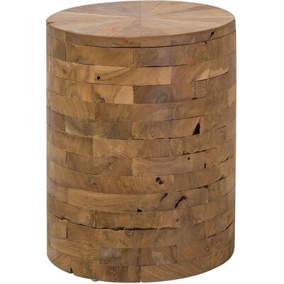Beliani - Mesita de noche de madera de teca BRANT - Estilo rústico cilíndrico Beliani - Mesita de noche de madera de teca BRANT - Estilo rústico cilíndrico
