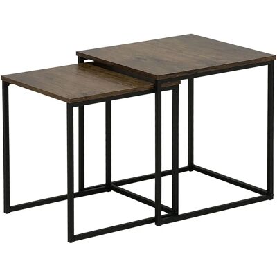 Beliani Denny Ensemble de 2 Tables en Bois Foncé - Tables - Publicité Beliani Denny Ensemble de 2 Tables en Bois Foncé - Tables - Publicité