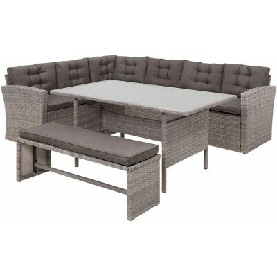 Beliani Puutarhan Kulma Ruokailusetti Harmaa - Garden Corner Dining Set Beliani Puutarhan Kulma Ruokailusetti Harmaa - Garden Corner Dining Set