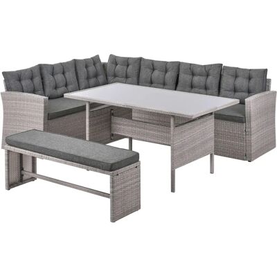 Beliani Puutarhan Kulma Ruokailusetti Harmaa - Garden Corner Dining Set Beliani Puutarhan Kulma Ruokailusetti Harmaa - Garden Corner Dining Set