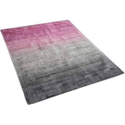 Tapis viscose rose et gris 140x200cm Beliani - Tapis - Publicité Tapis viscose rose et gris 140x200cm Beliani - Tapis - Publicité