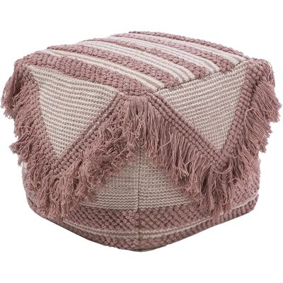 Beliani Vaaleanpunainen Puuvilla Tupsut Boho Puf - Pouffe Beliani Vaaleanpunainen Puuvilla Tupsut Boho Puf - Pouffe
