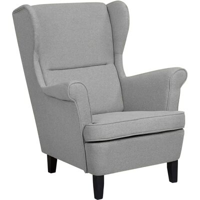 Beliani ABSON Sillón de Tela Gris Wingback - Sillón Beliani ABSON Sillón de Tela Gris Wingback - Sillón