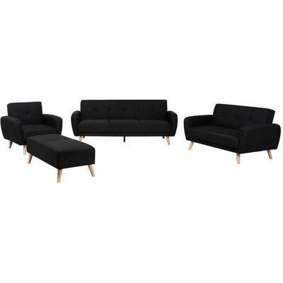 Conjunto de sala de estar en tela negra Beliani - Conjunto de sofá y sillones Conjunto de sala de estar en tela negra Beliani - Conjunto de sofá y sillones