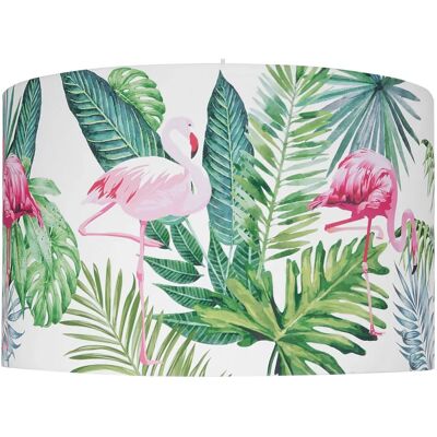 Beliani Valkolamppu valkoinen kangaslehdillä ja flamingoilla - Moderni muotoilu Beliani Valkolamppu valkoinen kangaslehdillä ja flamingoilla - Moderni muotoilu