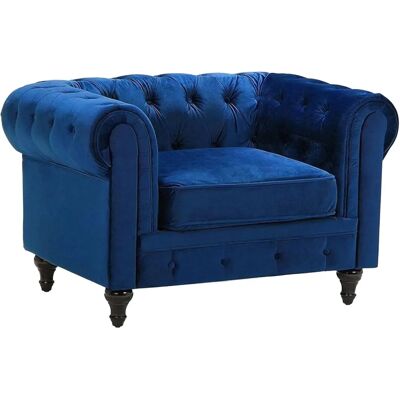 Beliani Chesterfield Tummansininen Samettituoli - Tuoli Beliani Chesterfield Tummansininen Samettituoli - Tuoli