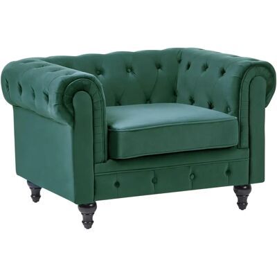 Sillón Chesterfield de Terciopelo Verde Esmeralda de Beliani - Sillón Sillón Chesterfield de Terciopelo Verde Esmeralda de Beliani - Sillón