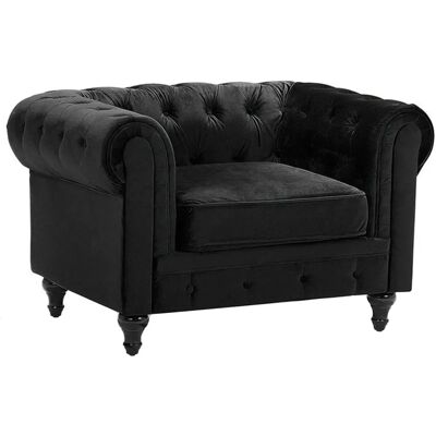 Sillón Chesterfield de Beliani - Terciopelo Negro - 75x70x110 cm Sillón Chesterfield de Beliani - Terciopelo Negro - 75x70x110 cm