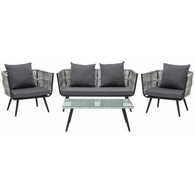 Set da Giardino Beliani - Rattan PE Grigio 4 Posti Set da Giardino Beliani - Rattan PE Grigio 4 Posti