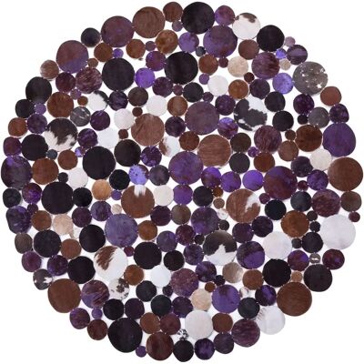 Beliani Pyöreä matto monivärinen violetti nahka ø 140 cm - Matto Beliani Pyöreä matto monivärinen violetti nahka ø 140 cm - Matto
