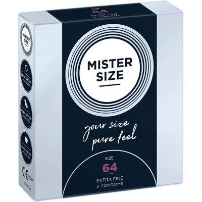 Preservativi Mister Size sensazione naturale 64mm - Confezione da 3 Preservativi Mister Size sensazione naturale 64mm - Confezione da 3