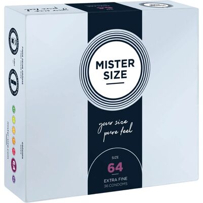 Preservativi MISTER SIZE 64 mm in lattice naturale - Confezione da 36 Preservativi MISTER SIZE 64 mm in lattice naturale - Confezione da 36