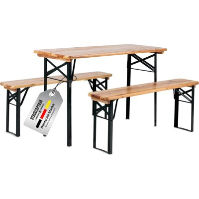 Ensemble de jardin Stagecaptain - Table pliante et chaises en bois pour balcon - 117cm - Publicité Ensemble de jardin Stagecaptain - Table pliante et chaises en bois pour balcon - 117cm - Publicité