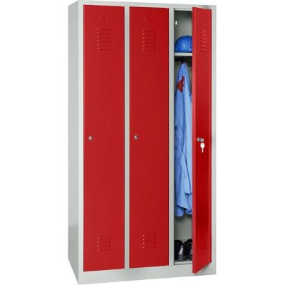 Gürkan Spind lichtgrau, feuerrot 105418, 3 Fächer - Schrank Gürkan Spind lichtgrau, feuerrot 105418, 3 Fächer - Schrank