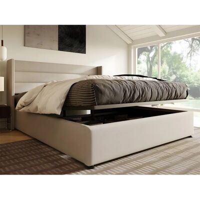 ModernLuxe - Lit coffre 140x200 lin - Beige - Bed ModernLuxe - Lit coffre 140x200 lin - Beige - Bed