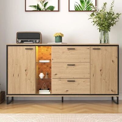 ModernLuxe - LED Buffet - 160 cm - Naturel clair - Buffet - Publicité ModernLuxe - LED Buffet - 160 cm - Naturel clair - Buffet - Publicité