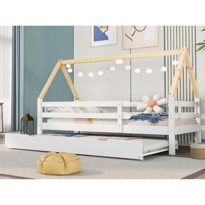 ModernLuxe - Lit gigogne - 90x200cm - Blanc - Bed ModernLuxe - Lit gigogne - 90x200cm - Blanc - Bed