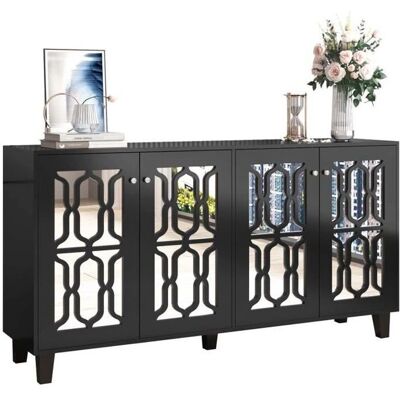 ModernLuxe - Buffet - Noir - 4 portes - Buffet meuble - Publicité ModernLuxe - Buffet - Noir - 4 portes - Buffet meuble - Publicité