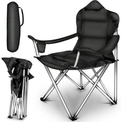 Silla de Camping Plegable Tresko Hasta 150 kg con Reposabrazos y Portavasos Silla de Camping Plegable Tresko Hasta 150 kg con Reposabrazos y Portavasos