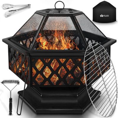 TILLVEX utomhusbrasa med grill och lock - 4-i-1 TILLVEX utomhusbrasa med grill och lock - 4-i-1