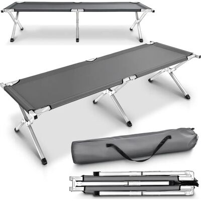 Lit de camping pliable Tresko 210 cm - Gris - Publicité Lit de camping pliable Tresko 210 cm - Gris - Publicité