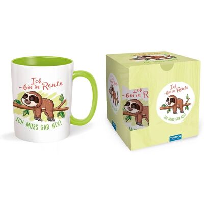 Trötsch Tasse Faultier Rentner weiß grün - Becher Trötsch Tasse Faultier Rentner weiß grün - Becher