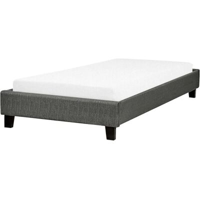 Lit simple Beliani ROANNE - Gris - 90x200 cm - Publicité Lit simple Beliani ROANNE - Gris - 90x200 cm - Publicité