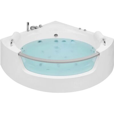 Beliani Baignoire d'angle en acrylique blanc avec LED et jets de massage - Jacuzzi d'angle - Publicité Beliani Baignoire d'angle en acrylique blanc avec LED et jets de massage - Jacuzzi d'angle - Publicité