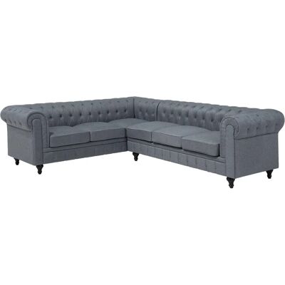 Beliani Canapé Chesterfield Côté Droit Tissu Gris - Canapé d'Angle - Publicité Beliani Canapé Chesterfield Côté Droit Tissu Gris - Canapé d'Angle - Publicité