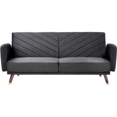 Beliani Sofá Cama Tejido de Terciopelo Negro Moderno Sala de Estar 3 Plazas Beliani Sofá Cama Tejido de Terciopelo Negro Moderno Sala de Estar 3 Plazas