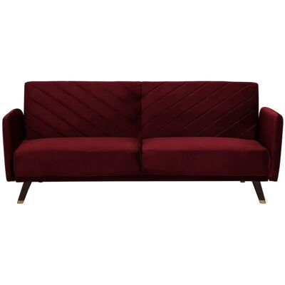 Sofá Cama Beliani Terciopelo Rojo Oscuro - Sala Moderna 3 Plazas Sofá Cama Beliani Terciopelo Rojo Oscuro - Sala Moderna 3 Plazas
