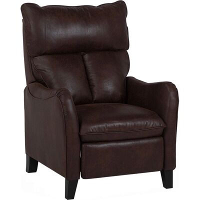 Beliani - Fauteuil Relax Style Vintage Cuir Synthétique Brun Foncé - Publicité Beliani - Fauteuil Relax Style Vintage Cuir Synthétique Brun Foncé - Publicité