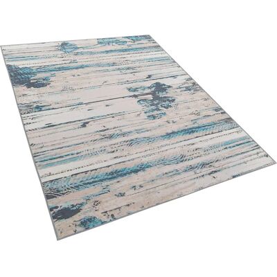 Alfombra de Poliéster Beige y Azul Beliani - 160x230cm - Decoración Moderna Alfombra de Poliéster Beige y Azul Beliani - 160x230cm - Decoración Moderna