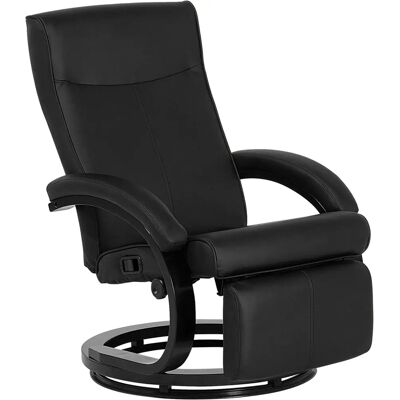 Poltrona reclinabile nera in similpelle Beliani con base in legno - Sedia relax Poltrona reclinabile nera in similpelle Beliani con base in legno - Sedia relax