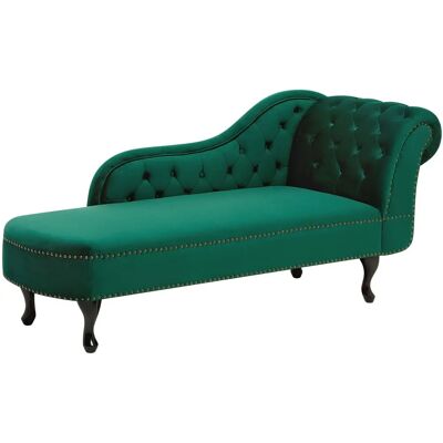 Beliani Nimes Verde Terciopelo Chaise Lounge Derecha - Chaise Lounge Beliani Nimes Verde Terciopelo Chaise Lounge Derecha - Chaise Lounge