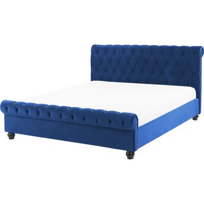 Beliani Velvet Säng Navy Sininen AVALLON - Sänky Beliani Velvet Säng Navy Sininen AVALLON - Sänky
