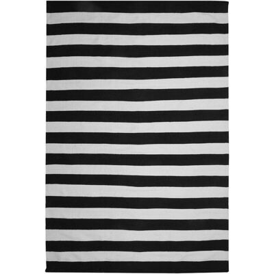 Alfombra de Beliani Blanco y Negro de Sintético para Interior y Exterior - Diseño a Rayas Alfombra de Beliani Blanco y Negro de Sintético para Interior y Exterior - Diseño a Rayas