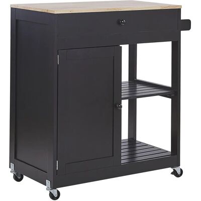 Beliani Küchenwagen Schwarz MDF Gummi-Holz 75 x 43 x 87 cm - Küchenwagen Beliani Küchenwagen Schwarz MDF Gummi-Holz 75 x 43 x 87 cm - Küchenwagen