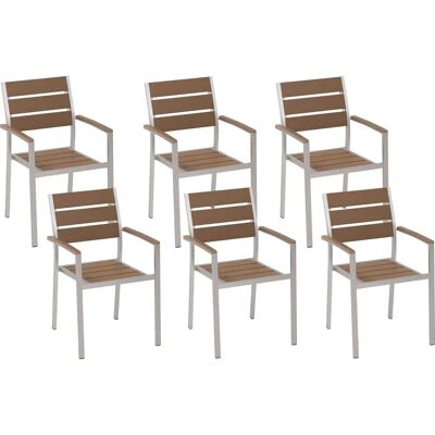 Set di 6 sedie da giardino Beliani - Legno leggero e plastica Set di 6 sedie da giardino Beliani - Legno leggero e plastica