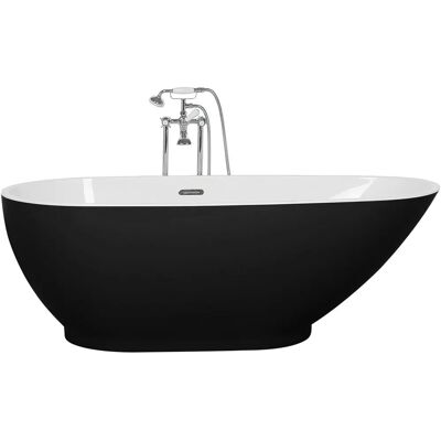 Beliani Baignoire indépendante - Design ovale moderne - Noir et blanc - 173x82cm - Publicité Beliani Baignoire indépendante - Design ovale moderne - Noir et blanc - 173x82cm - Publicité