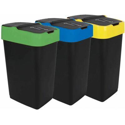 Spetebo - poubelle à couvercle - 60 L - pack de 3 - Publicité Spetebo - poubelle à couvercle - 60 L - pack de 3 - Publicité