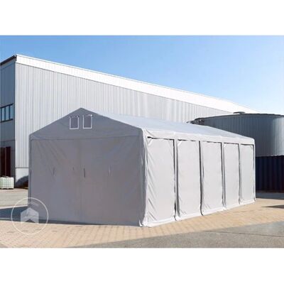 TOOLPORT 8x12m Storage Tent - Gray, PVC 850, 3.6m Sides TOOLPORT 8x12m Storage Tent - Gray, PVC 850, 3.6m Sides