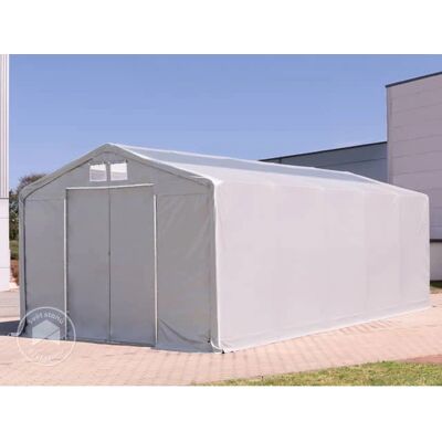 TOOLPORT 8x16m - 4.0m Sides Industrial Tent - Fire Resistant, Grey TOOLPORT 8x16m - 4.0m Sides Industrial Tent - Fire Resistant, Grey