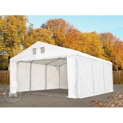 Tente de stockage Toolport 6x32m - PVC ignifuge, Blanc - Publicité Tente de stockage Toolport 6x32m - PVC ignifuge, Blanc - Publicité